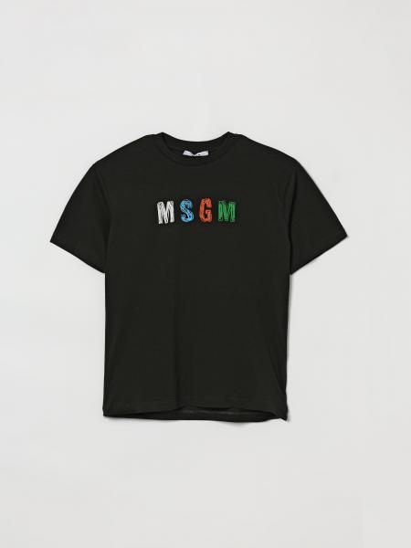 MSGM Kids Cotton T-Shirt with Multicolor Logo