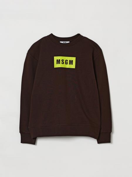 Crew Neck Cotton Sweatshirt with Logo MSGM Kids