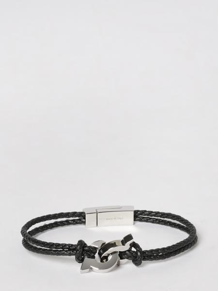 Gancini Leather and Brass Bracelet Ferragamo