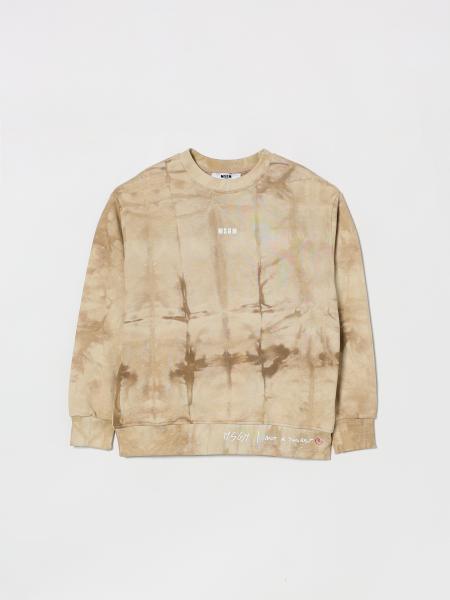 MSGM Kids Cotton Crewneck Sweatshirt with Abstract Print