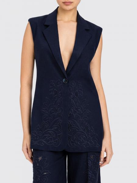 Embroidered Linen and Viscose Vest Twinset