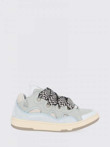 Suede and Mesh Curb Sneakers Lanvin
