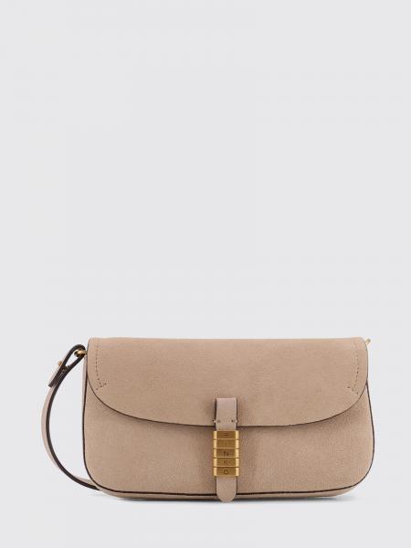 Borsa a spalla media Saddle Flat in suede Pinko