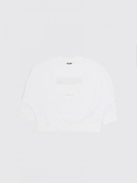 Sudadera de cuello redondo de algodón con logo de strass Moschino