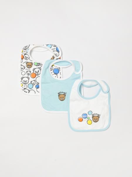 Set of 3 Printed Cotton Bibs Moschino