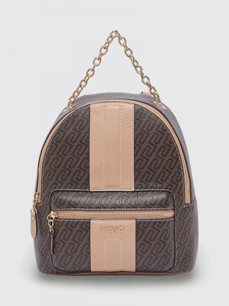 Liu Jo Grained Faux Leather Backpack with All-Over Monogram