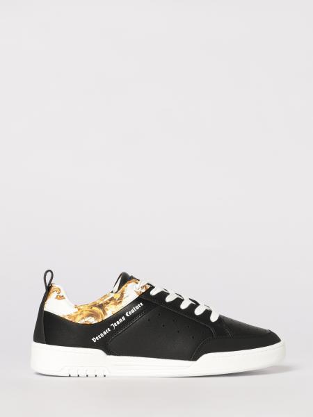 Leder-Sneakers mit Barock-Print Versace Jeans Couture