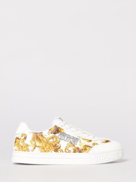 Leder-Sneakers mit Barock-Print Versace Jeans Couture