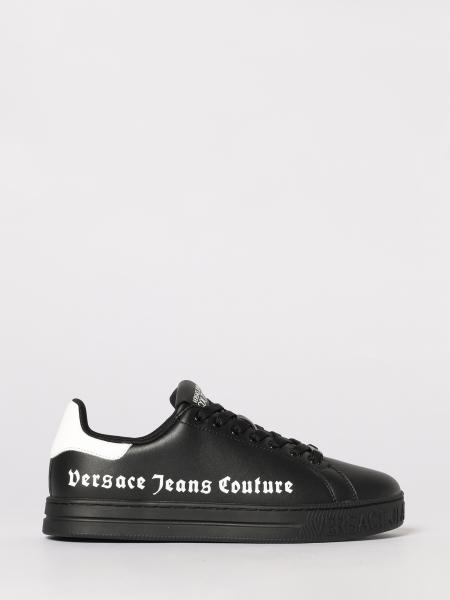 Leather Sneakers with Logo Print Versace Jeans Couture