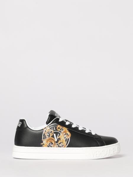 Leder-Sneakers mit Barock-Print Versace Jeans Couture