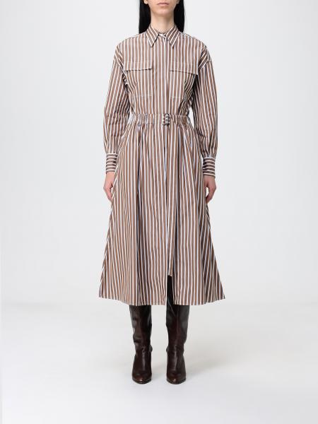 Abito chemisier in cotone a righe Brunello Cucinelli