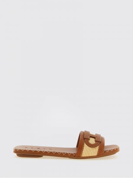 H685 Raffia and Leather Slippers Hogan