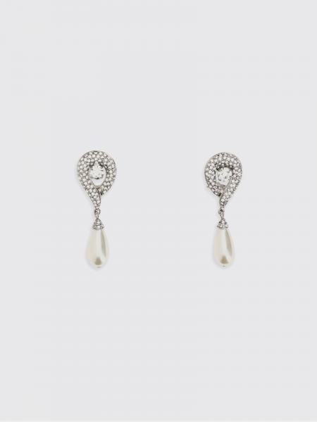 Brass Earrings with Rhinestones and Synthetic Pearls Alessandra Rich
