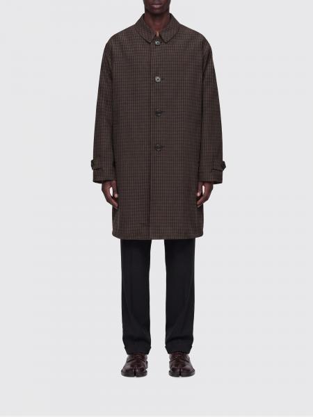 Checked Cotton Blend Trench Coat Maison Margiela