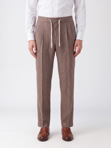 Brunello Cucinelli Hose mit Kordelzug aus Leinen und Schurwolle