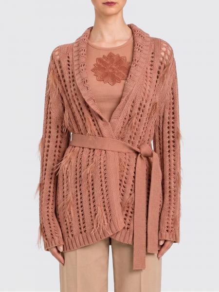 Perforated Cotton Blend Cardigan Twinset