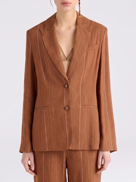 Pinstriped Linen Blend Single-Breasted Blazer MomonÌ
