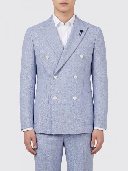 Double-Breasted Jacket in Virgin Wool and Linen Lardini