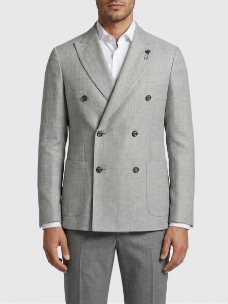 Double-Breasted Jacket in Virgin Wool and Linen Lardini
