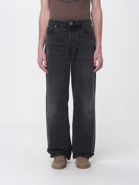 Cotton Denim Wide-Leg Jeans Ami Paris