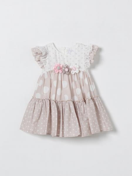 Monnalisa Polka Dot Cotton Dress with Applied Flowers