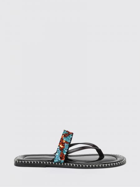 Dries Van Noten Leather Sandal with Embroidered Sequins