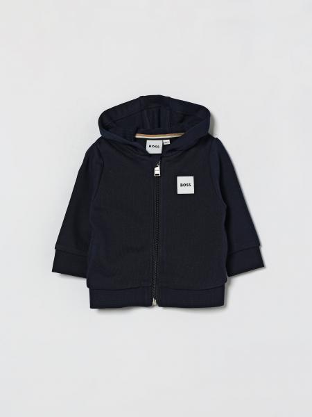 Sweat à capuche en mélange de coton gratté à logo Boss