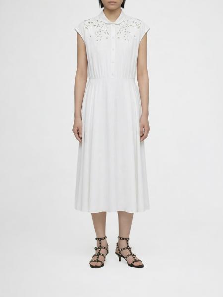 Cotton Chemisier Dress with Lace Inserts Valentino