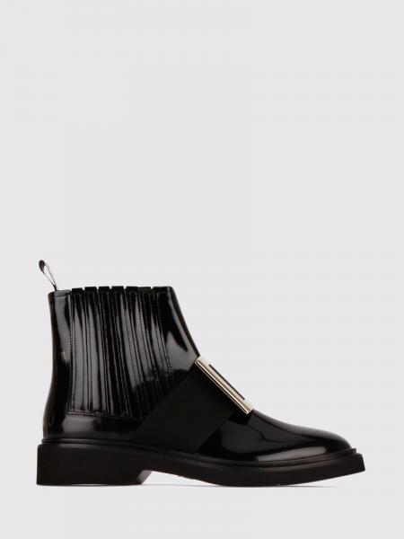 Brushed Leather Chelsea Boots with Buckle Roger Vivier
