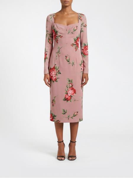 Dolce & Gabbana Floral Print Stretch Silk Sheath Dress