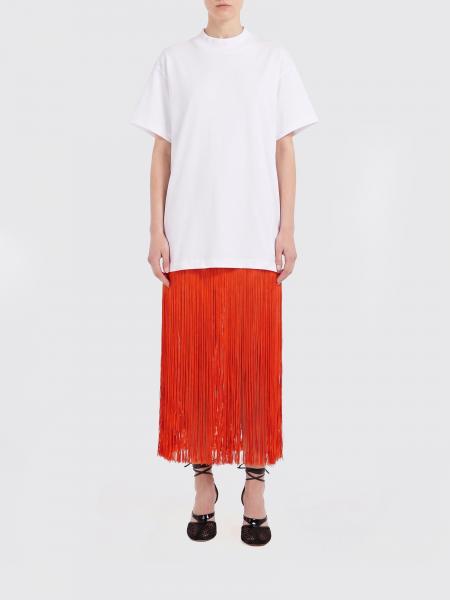 Fringed Cotton Crew Neck T-Shirt Alaïa