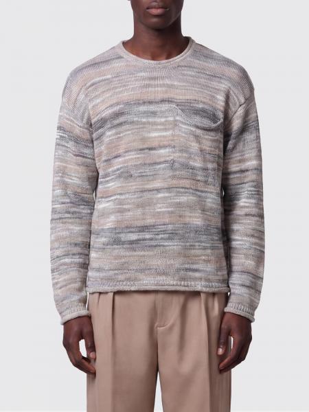 Striped Linen Blend Crew-Neck Sweater Roberto Collina