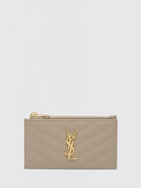 Cassandre Grain de Poudre Leather Credit Card Holder Saint Laurent