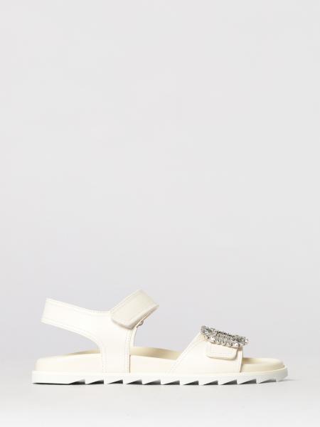 Roger Vivier Slidy Viv' Leather Sandals with Jewel Buckle