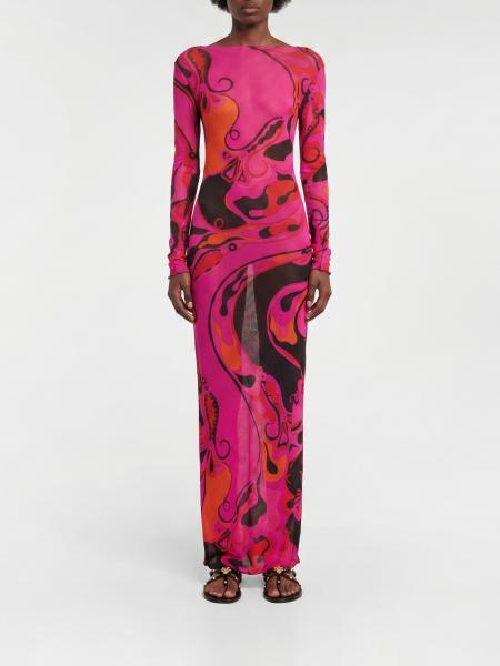 Printed Tulle Long Dress Pucci