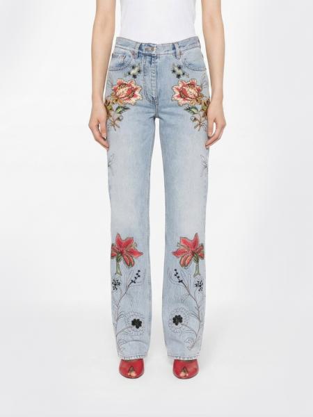 Valentino Straight Jeans aus besticktem Baumwolldenim