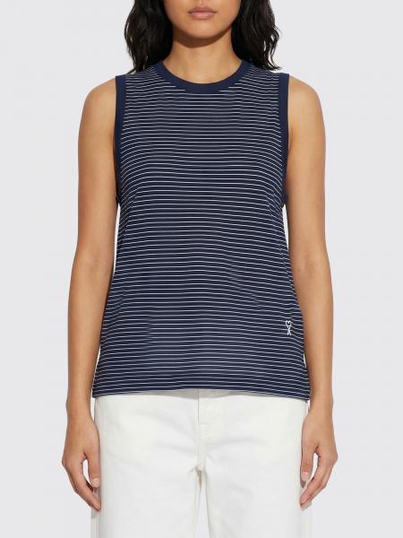 Striped Cotton Sleeveless Top Ami Paris