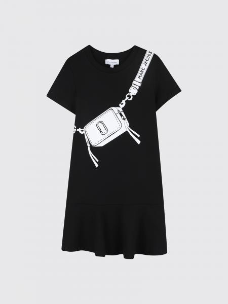 Cotton Crew Neck Dress Little Marc Jacobs