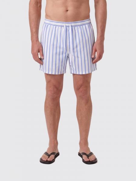 Dolce & Gabbana Striped Cotton and Silk Blend Shorts with Waist Drawstring
