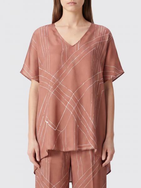 Alysi Graphic Print Pure Silk V-Neck Blouse