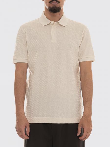 Jacquard Cotton Knit Polo Shirt BOSS with Ribbed Collar