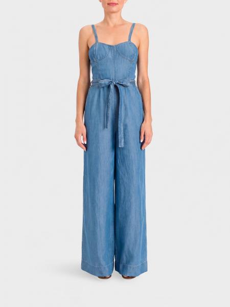 Wide-Leg Lyocell Jumpsuit Actitude Twinset with Square Neckline
