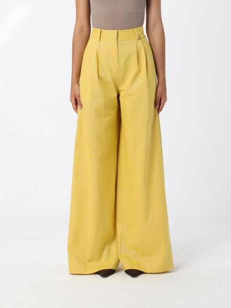 High-Waisted Palazzo Trousers Actitude Twinset in a Linen and Cotton Blend