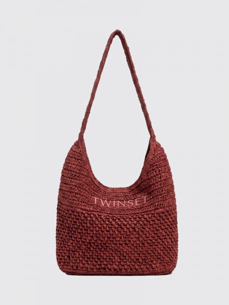 Twinset クロシェラフィア 編み込みストラップ 刺繍ロゴ クロスボディバッグ