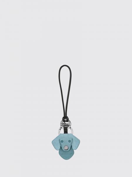 Portachiavi Dog Longchamp in pelle scamosciata a forma di animale con anello