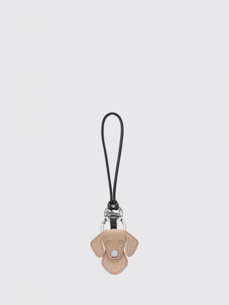 Portachiavi Dog Longchamp in pelle scamosciata a forma di animale con anello