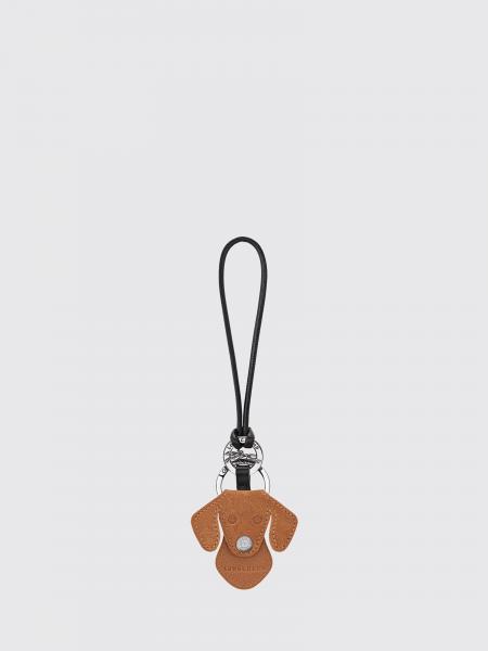 Portachiavi Dog Longchamp in pelle scamosciata a forma di animale con anello