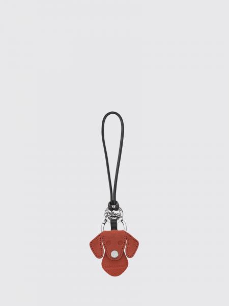 Portachiavi Dog Longchamp in pelle scamosciata a forma di animale con anello