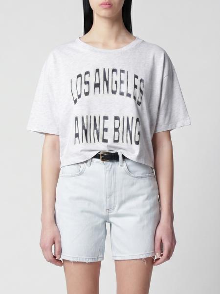 Camisetas crop de algodón con logo Anine Bing