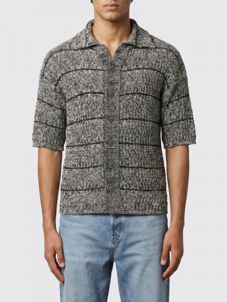Striped Cotton Blend Polo Cardigan Roberto Collina